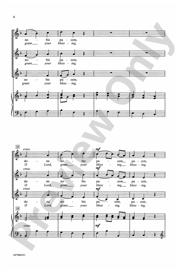 Dona Nobis Pacem (from Missa Brevis in F) – SSA Choral Octavo (Digital Download)