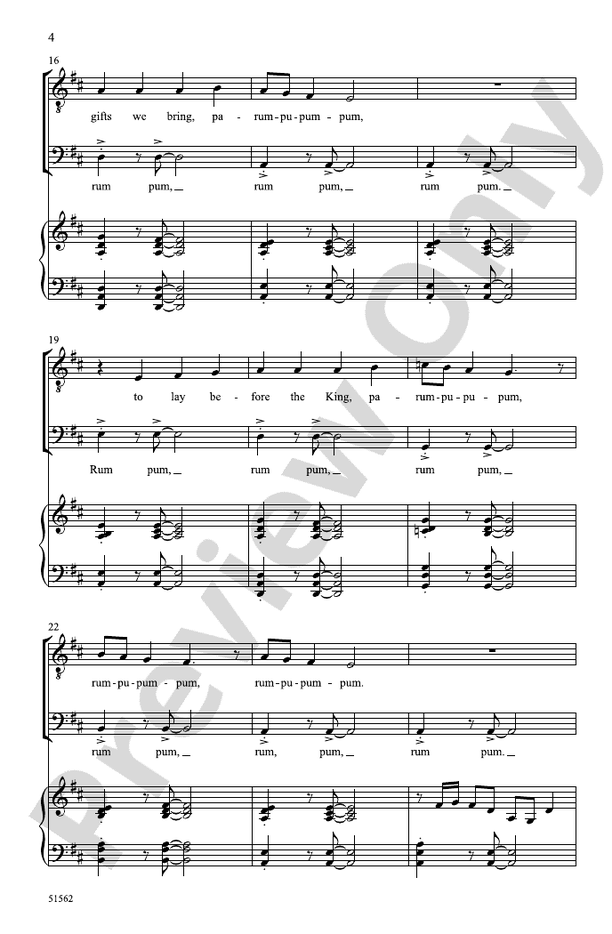 The Little Drummer Boy - TTB Choral Octavo (Digital Download)