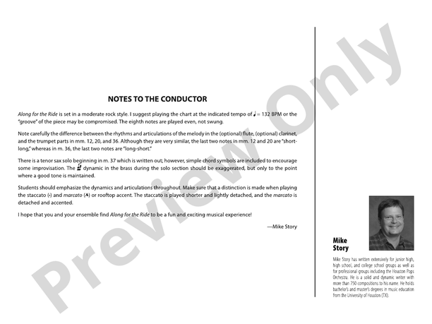 Along for the Ride – Jazz Ensemble Conductor Score & Parts (Digital Download)