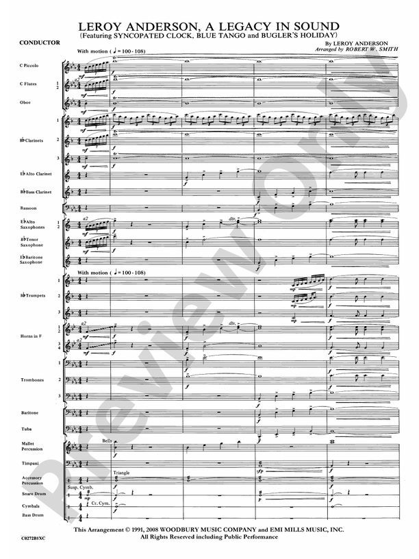 Leroy Anderson -- A Legacy in Sound - Concert Band Conductor Score & Parts (Digital Download)