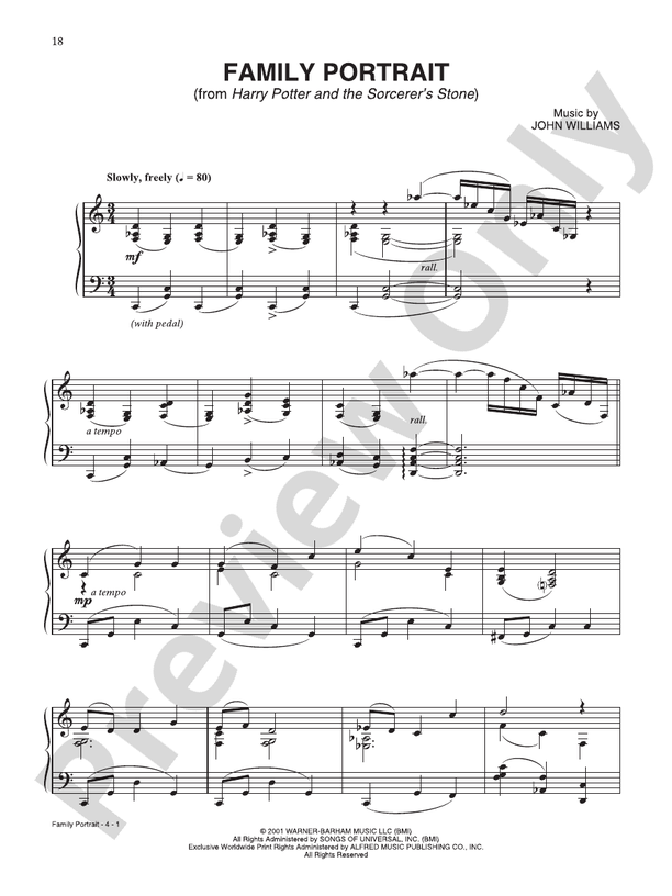Family Protrait (from "Harry Potter and the Sorcerer's Stone") - Piano Digital Download)