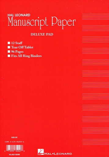 Manuscript Paper Deluxe Pad - 96 Pages Hal Leonard 210098