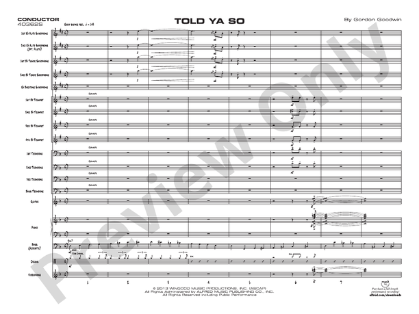Told Ya So - Jazz Ensemble Conductor Score & Parts(Digital Download)