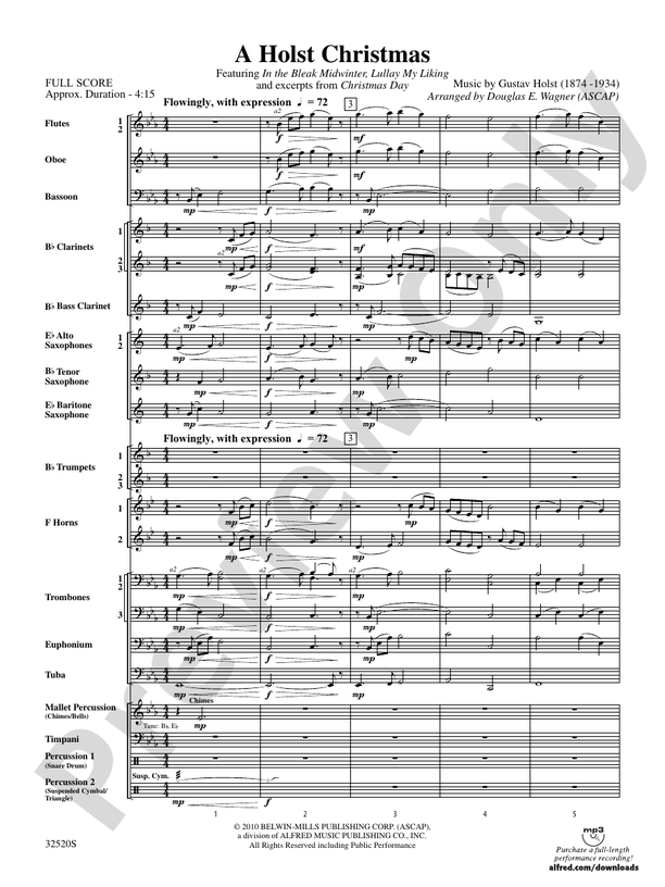 A Holst Christmas - Concert Band Conductor Score & Parts (Digital Download)