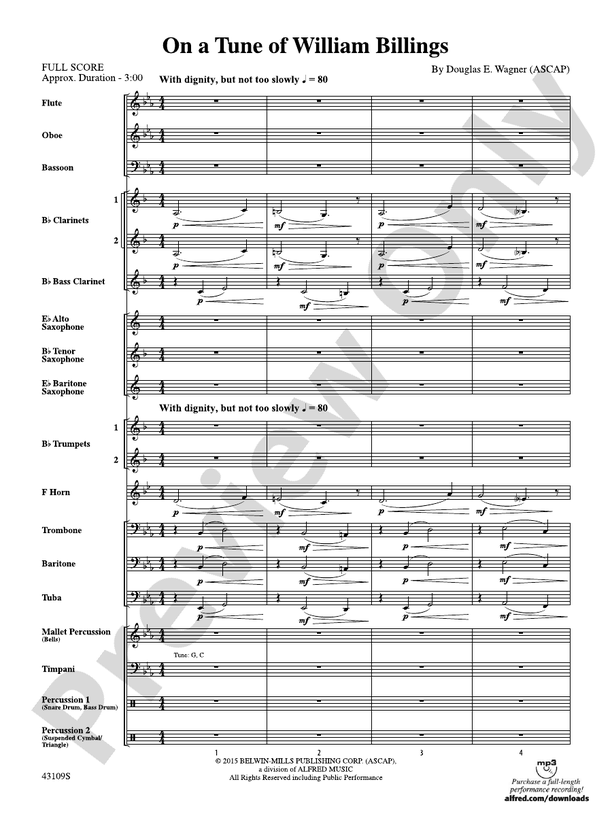 On a Tune of William Billings - Concert Band Conductor Score & Parts (Digital Download)