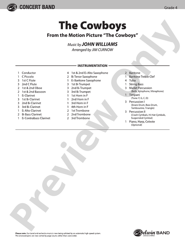 The Cowboys (Grade 4) - Concert Band Conductor Score & Parts (Digital Download)