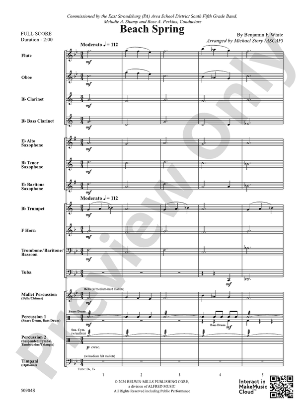 Beach Spring – Concert Band Conductor Score & Parts (Digital Download)
