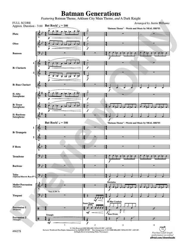 Batman Generations - Concert Band Conductor Score & Parts (Digital Download)
