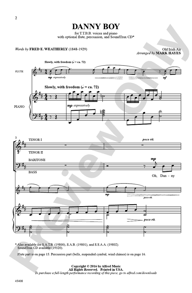 Danny Boy – TTBB Choral Octavo (Digital Download)
