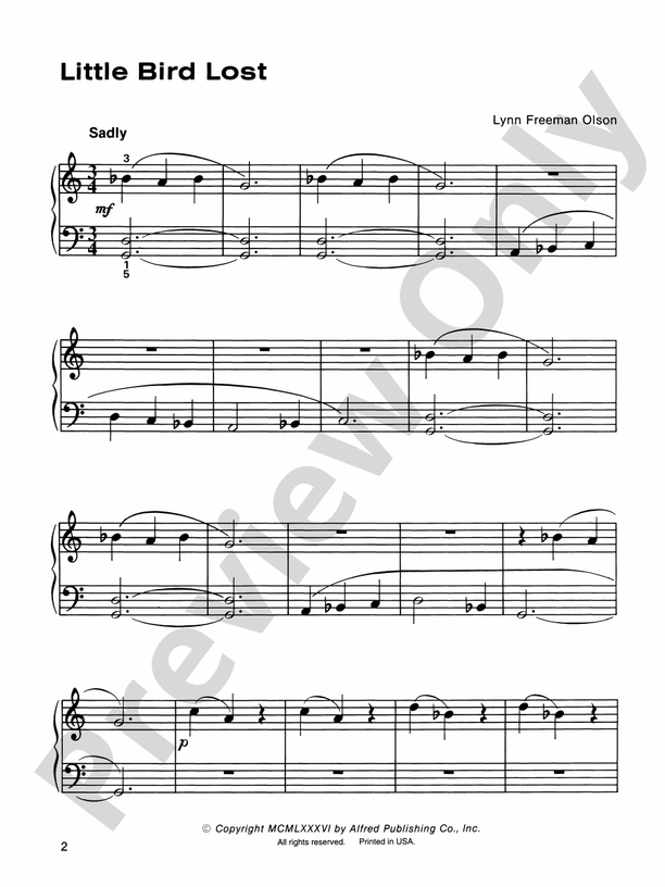 Little Bird Lost - Piano (Digital Download)