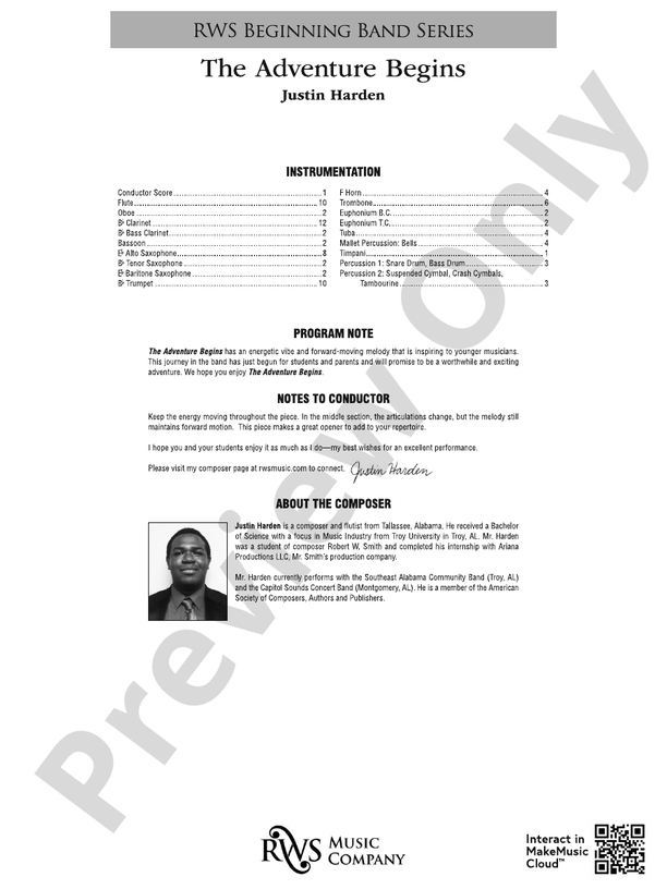 The Adventure Begins - Concert Band Conductor Score & Parts(Digital Download)