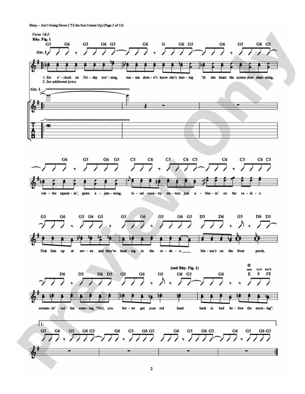 Ain't Going Down ('Til the Sun Comes Up) - Guitar TAB (Digital Download)