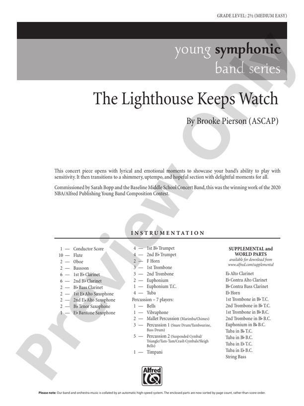 The Lighthouse Keeps Watch - Concert Band Conductor Score & Parts (Digital Download)
