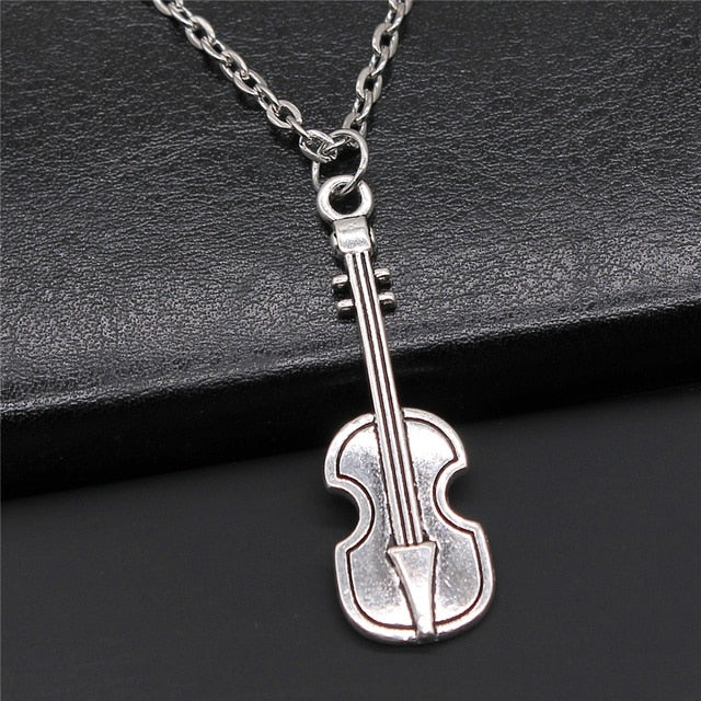 Silver Violin Pendant with Silver Chain