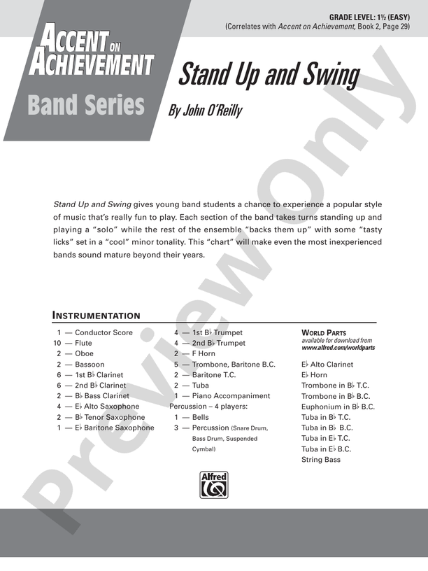 Stand Up and Swing - Concert Band Conductor Score & Parts (Digital Download)