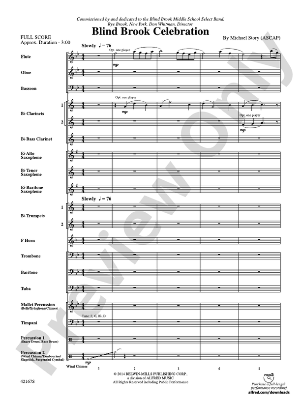Blind Brook Celebration - Concert Band Conductor Score & Parts (Digital Download)