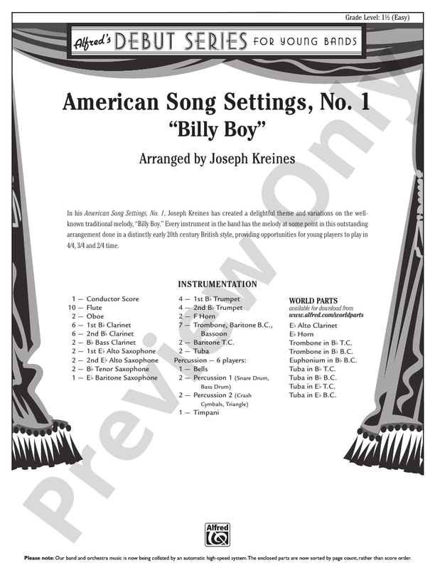 American Song Settings, No. 1 - Concert Band Conductor Score & Parts (Digital Download)