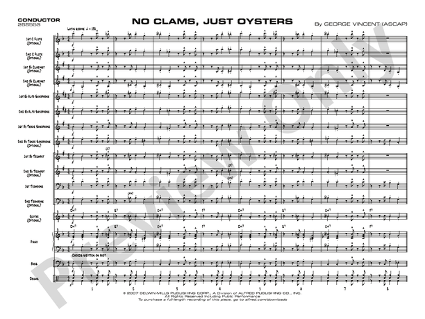 No Clams, Just Oysters - Jazz Ensemble Conductor Score & Parts(Digital Download)