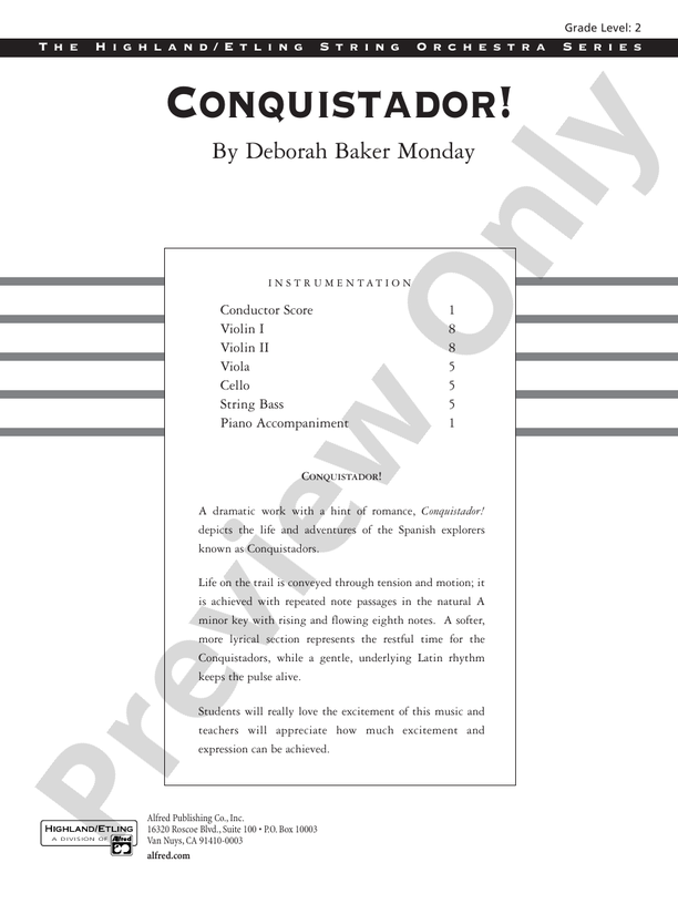 Conquistador! – String Orchestra Conductor Score & Parts (Digital Download)