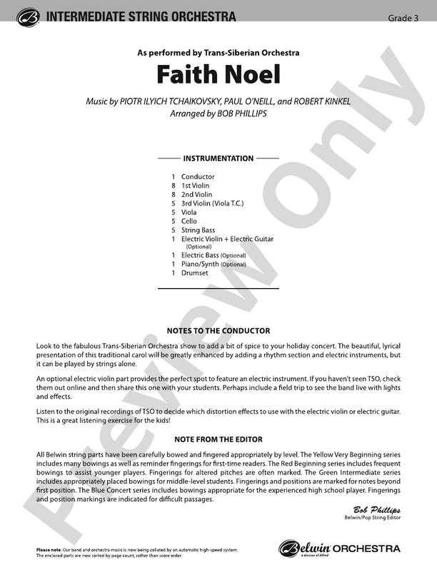 Faith Noel – String Orchestra Conductor Score & Parts (Digital Download)