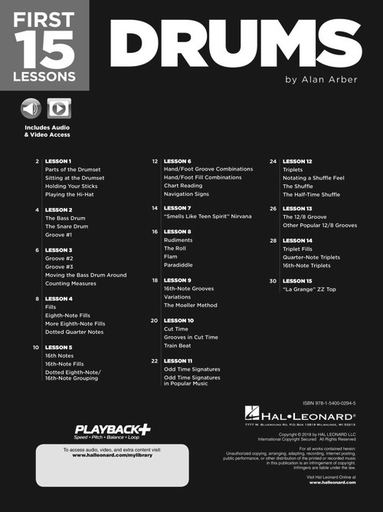 First 15 Lessons - Drums - Drums Online Media - Hal Leonard