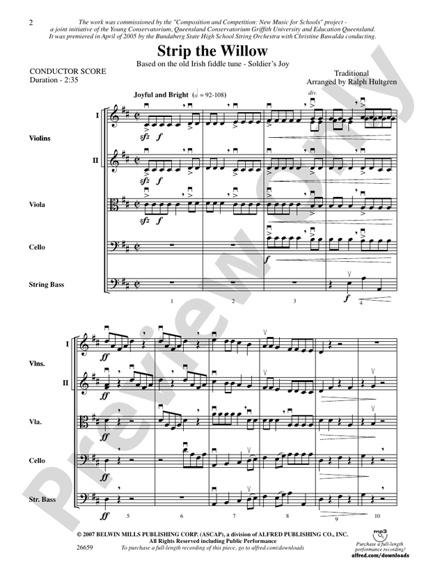 Strip the Willow – String Orchestra Conductor Score & Parts (Digital Download)