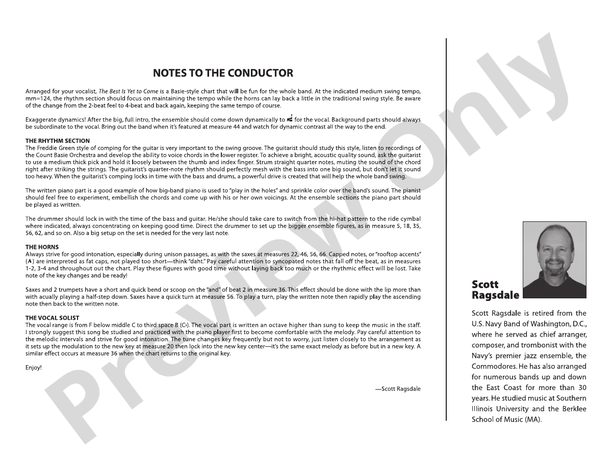 The Best Is Yet to Come - Jazz Ensemble Conductor Score & Parts(Digital Download)