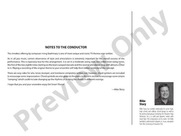 Get Smart Theme (Grade 1) – Jazz Ensemble Conductor Score & Parts (Digital Download)