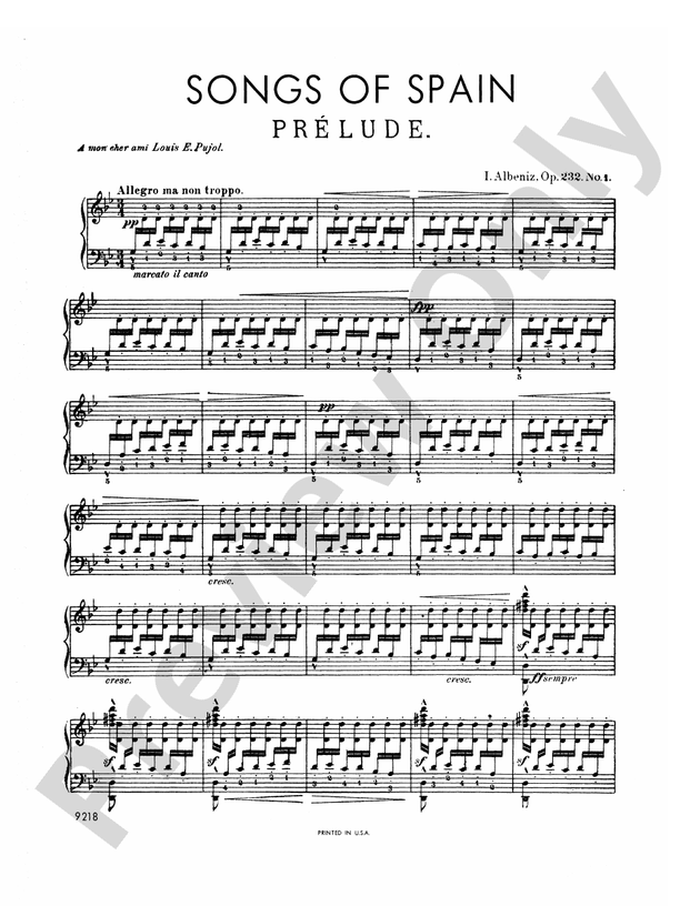 Albeniz - Songs of Spain, Op. 232 - Piano Solo (Digital Download)