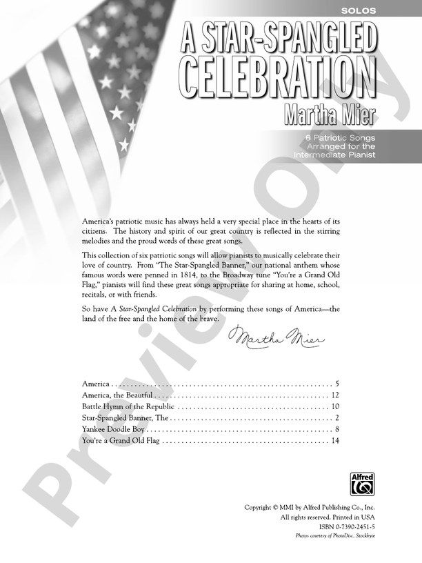 A Star-Spangled Celebration: 6 Patriotic Songs Arranged for the Intermediate Pianist - Piano (Digital Download)