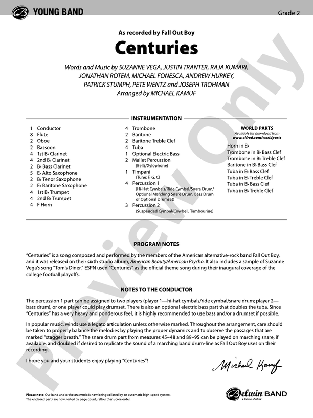 Centuries - Concert Band Conductor Score & Parts (Digital Download)
