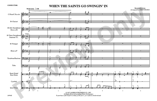 When the Saints Go Swingin' In – Marching Band Conductor Score & Parts (Digital Download)