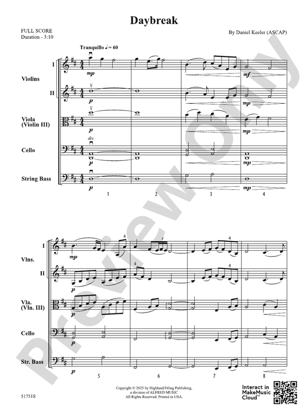 Daybreak - String Orchestra Conductor Score & Parts (Digital Download)