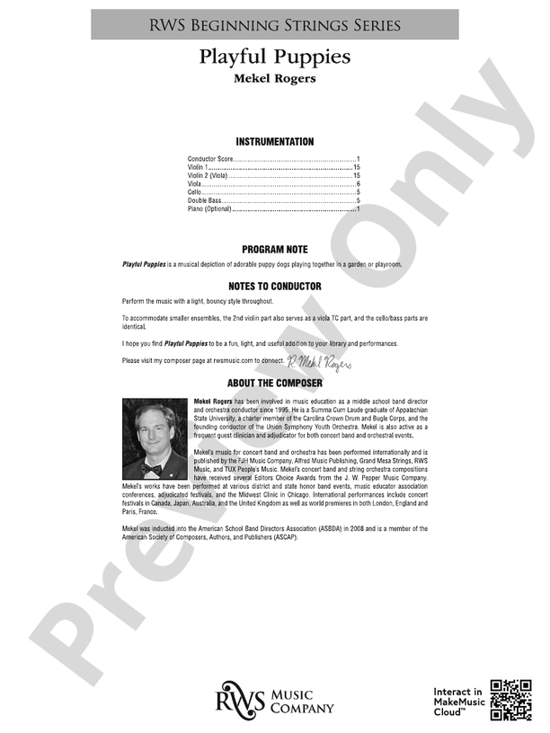 Playful Puppies - String Orchestra Conductor Score & Parts (Digital Download)