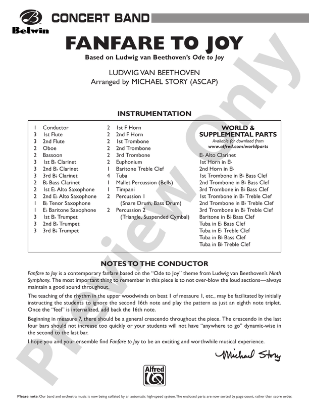 Fanfare to Joy - Concert Band Conductor Score & Parts (Digital Download)