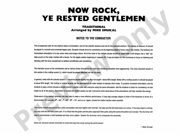 Now Rock, Ye Rested Gentlemen - Jazz Ensemble Conductor Score & Parts (Digital Download)
