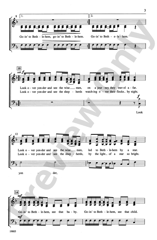 Goin' to Bethlehem – SSAB, a cappella Choral Octavo (Digital Download)