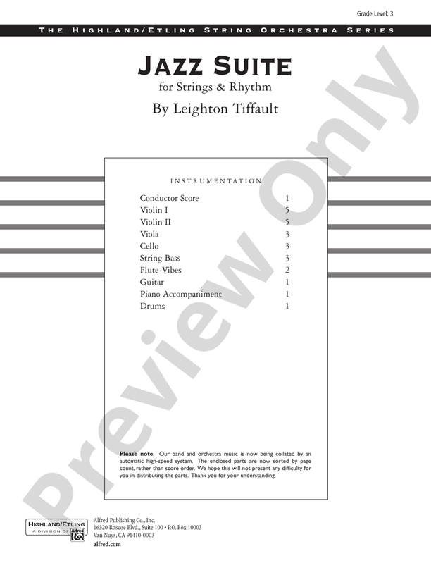 Jazz Suite for Strings and Rhythm – String Orchestra Conductor Score & Parts (Digital Download)