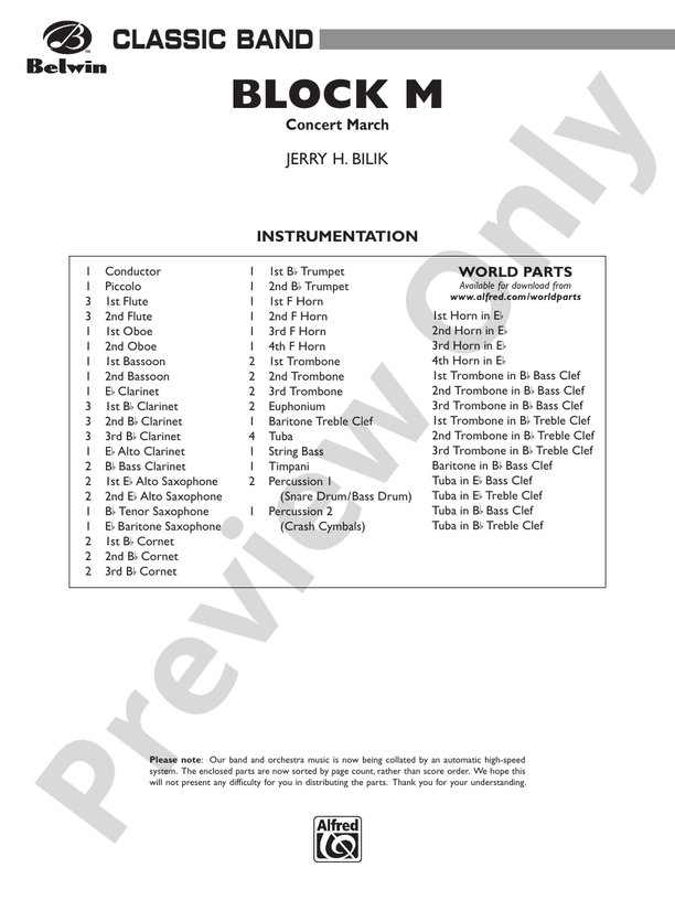 Block M - Concert Band Conductor Score & Parts (Digital Download)