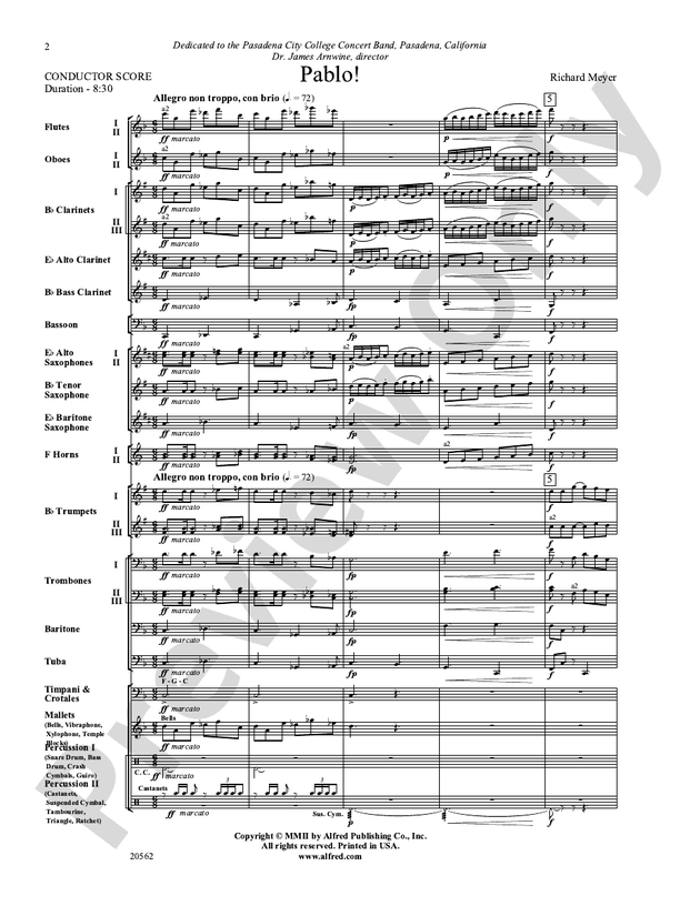 Pablo! - Concert Band Conductor Score & Parts (Digital Download)