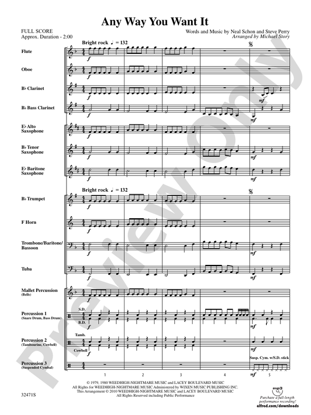Any Way You Want It - DSM-PK-0004060 - Concert Band Conductor Score & Parts (Digital Download)