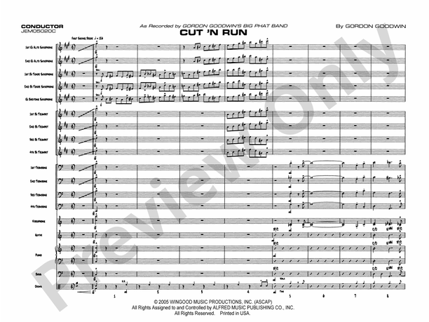 Cut 'n Run - Jazz Ensemble Conductor Score & Parts (Digital Download)