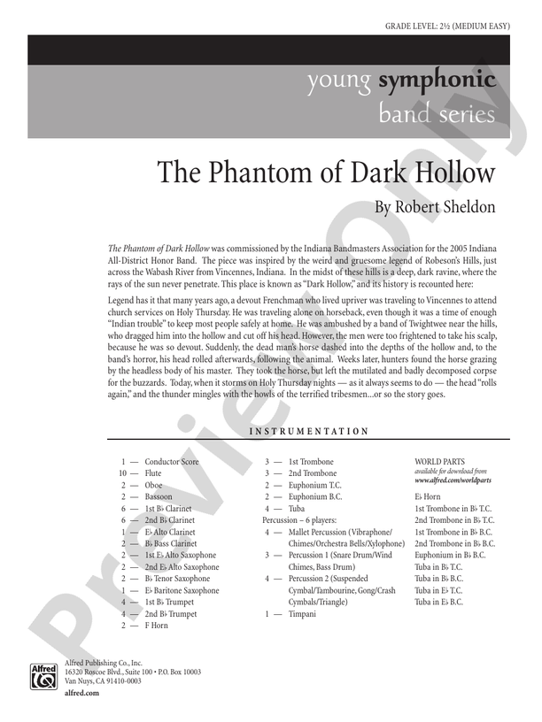 The Phantom of Dark Hollow - Concert Band Conductor Score & Parts (Digital Download)