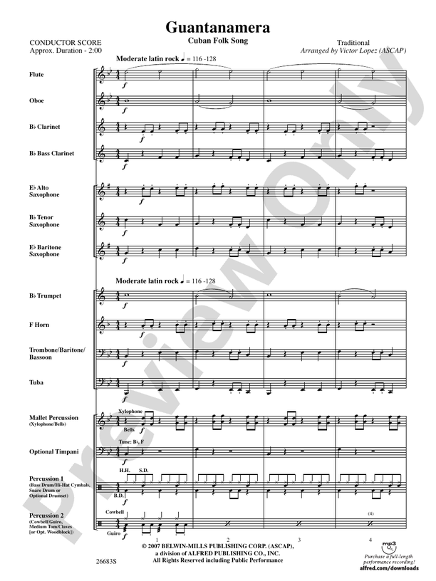 Guantanamera - Concert Band Conductor Score & Parts (Digital Download)