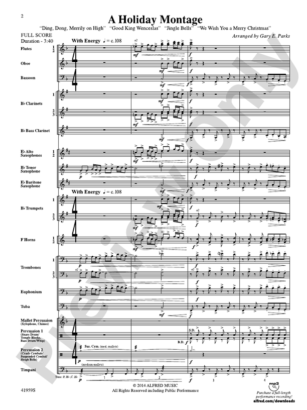 A Holiday Montage - Concert Band Conductor Score & Parts (Digital Download)