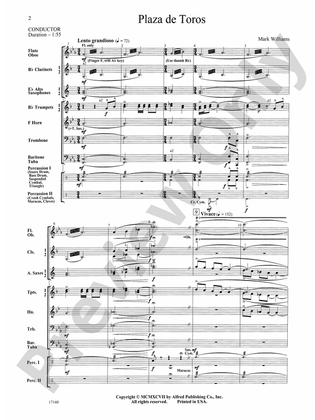 Plaza de Toros (Grade 1.5) - Concert Band Conductor Score & Parts (Digital Download)