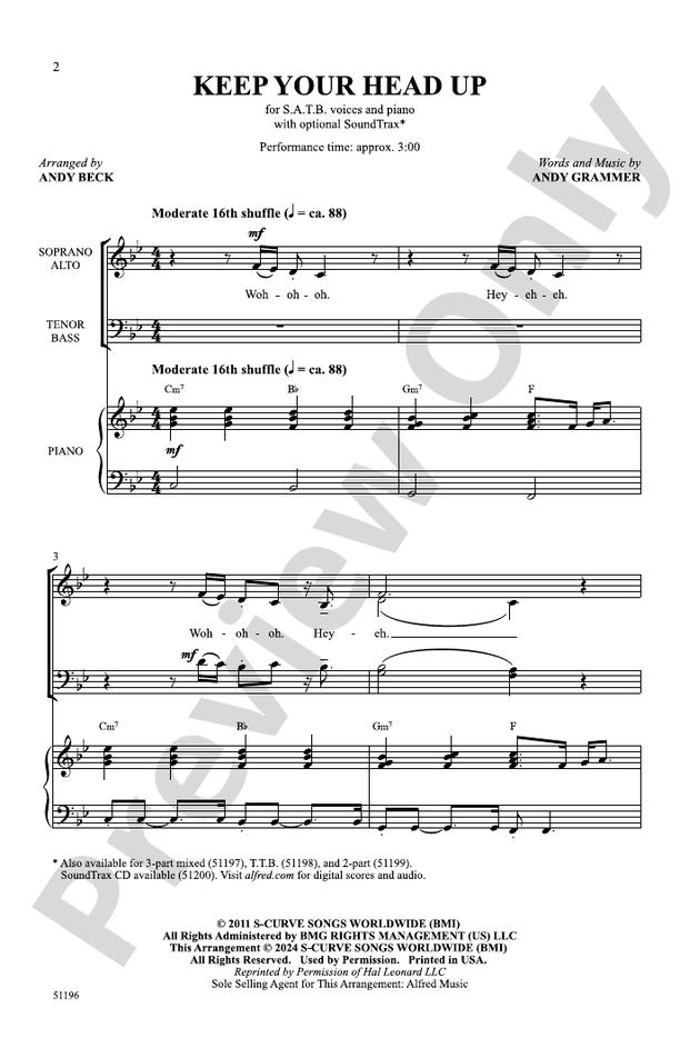 Keep Your Head Up - SATB Choral Octavo (Digital Download)