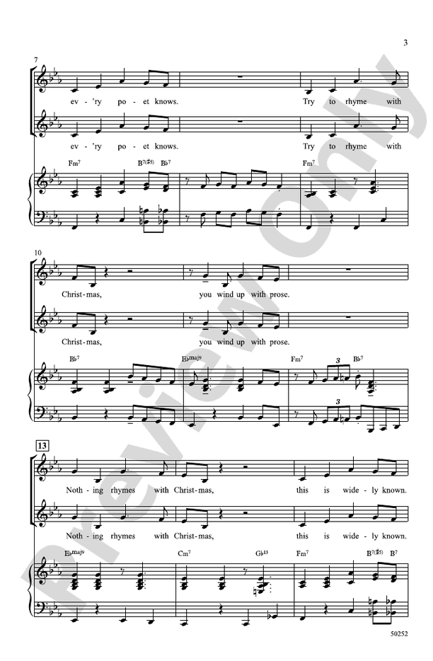 Nothing Rhymes with Christmas - SSA Choral Octavo (Digital Download)