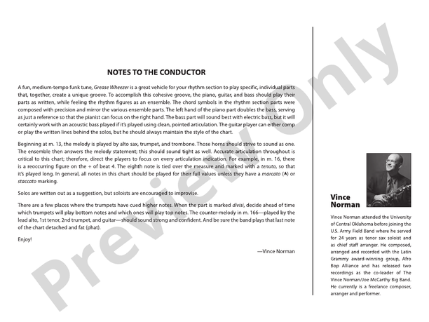 Grease Wheezer - Jazz Ensemble Conductor Score & Parts (Digital Download)