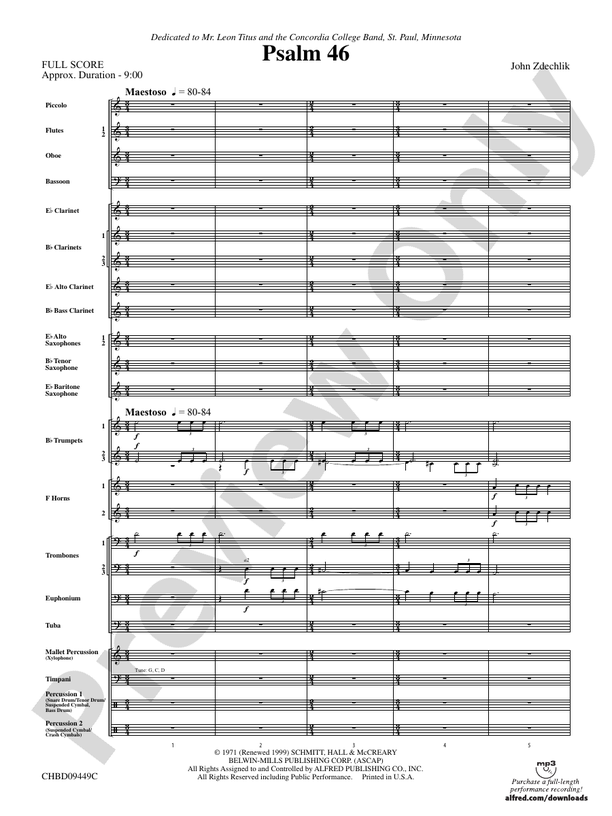 Psalm 46 - Concert Band Conductor Score & Parts (Digital Download)